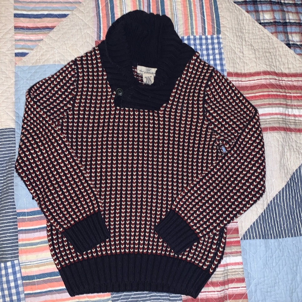 Boys knit sweater - navy red and white size 8/10